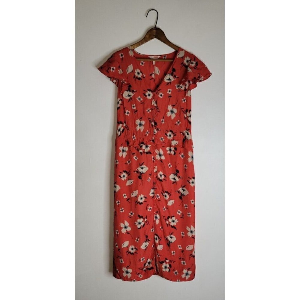 Rebecca Taylor Red Floral Silk Blend Long Dress Sz Xs